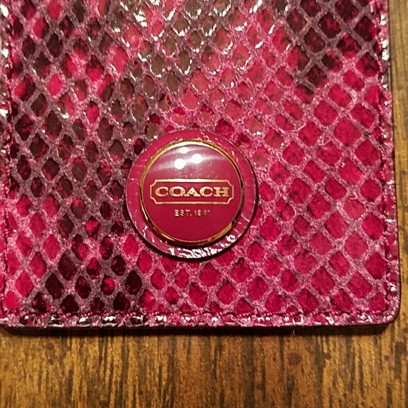 Coach Raspberry Snakeskin Luggage Tag - Picture 2 of 4